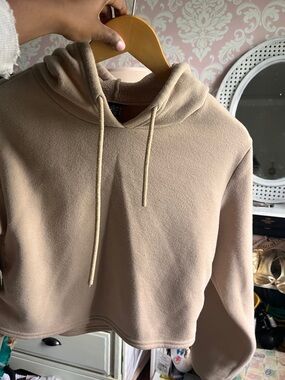 Rue21 Beige Cropped Hoodie Sweatshirt